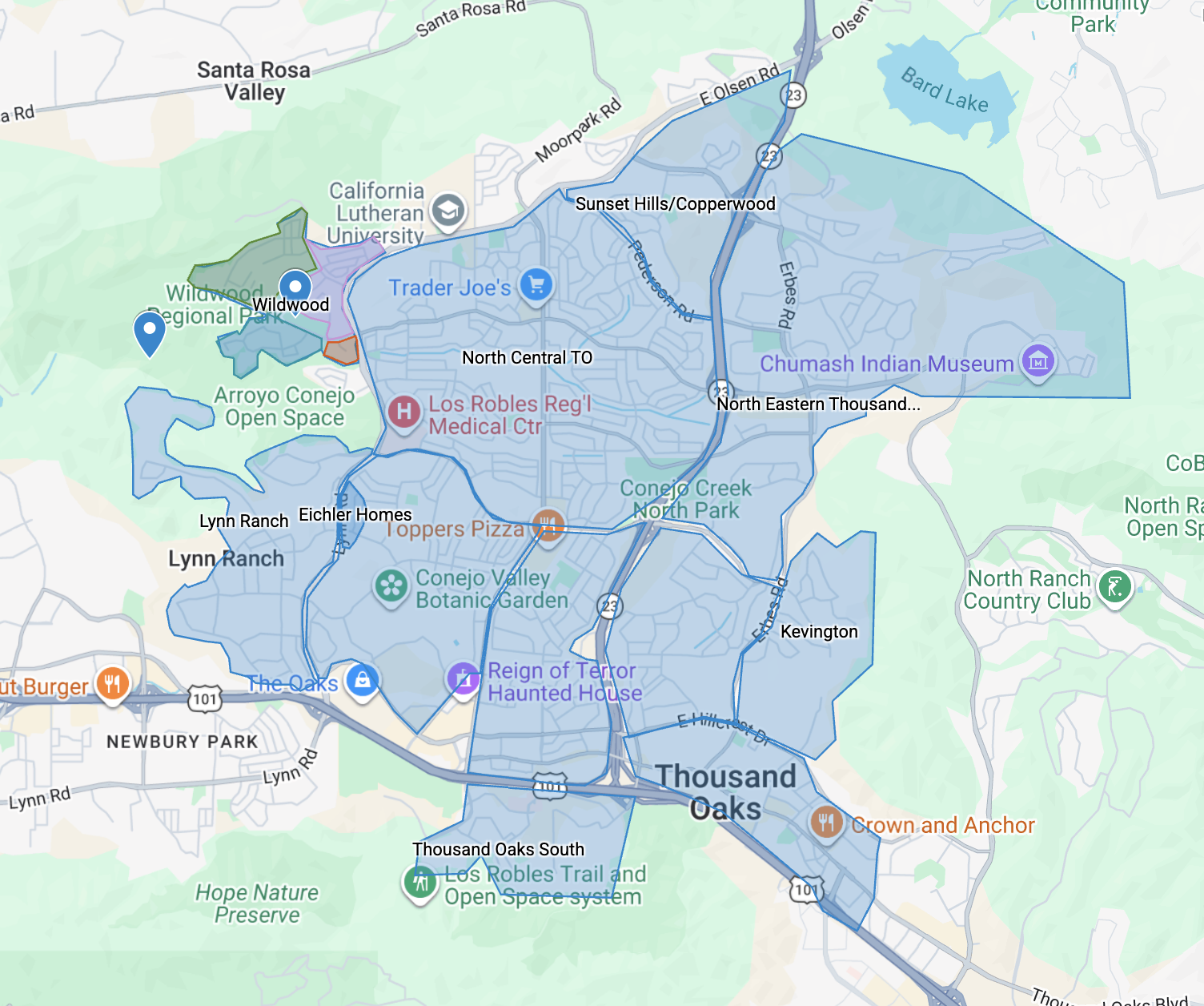 Thousand Oaks Neighborhood Map